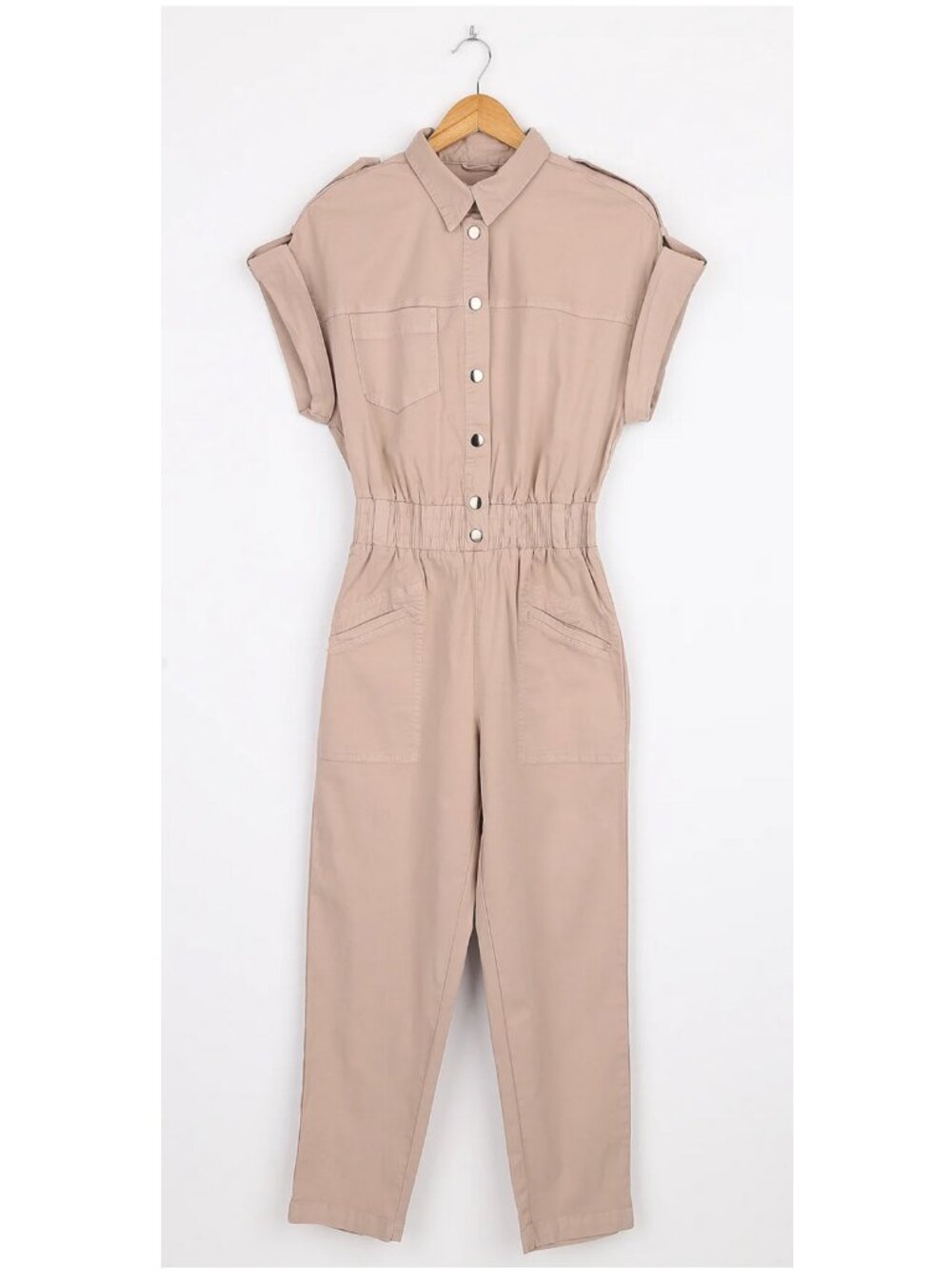 Pistola Dani Tan Short Sleeve Utility Jumpsuit - Size S